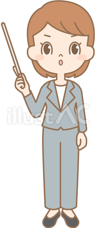 女性　スーツ　指さし棒 女性,指さし棒,指差し棒のイラスト素材