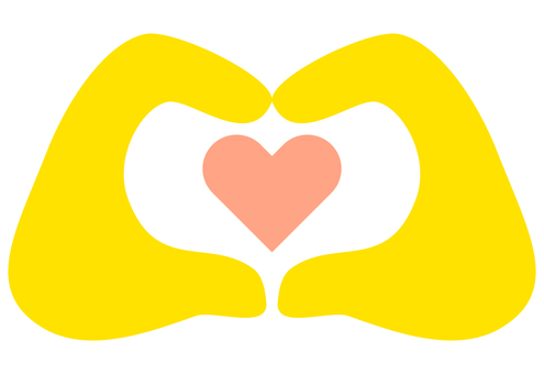 黄色い手（手でハート） 手,ハート,黄色,両手,アイコンのイラスト素材