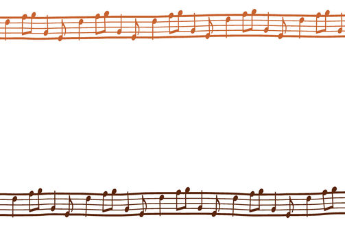 音符のかわいいフレーム（ブラウン） 音符,ピアノ,歌,音楽,ブラウン,フレームのイラスト素材