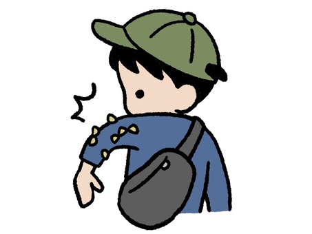 ヌスビトハギが付いた少年 ヌスビトハギ,付く,くっつき虫,少年,男の子,中学生,ゆるい,かわいい,シンプル,手描きのイラスト素材