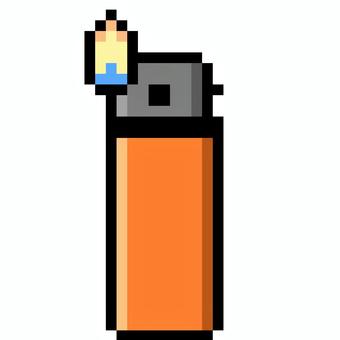 ライター（橙） ライター,照明,タバコ,火,キャンプ,アウトドア,防災グッズ,ドット絵風,オレンジのイラスト素材