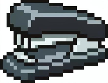 ドット絵の黒のホッチキスです。 ドット絵,ホッチキス,シンプル,ステープラー,文房具,事務用品,ステーショナリー,デスク用品,仕事,オフィスのイラスト素材