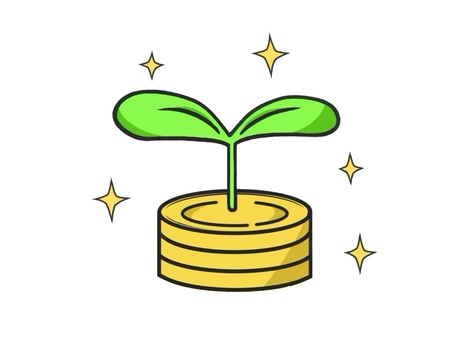 お金(マネー)を育てるイメージのアイコン お金,マネー,新芽,マーク,為替,貨幣,硬貨,コイン,キャッシュ,通貨のイラスト素材