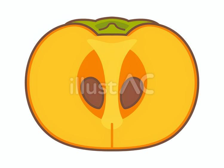 半分に切った柿 柿,果物,食べ物のイラスト素材