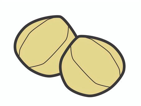 栗（２個・剥き）02 栗,クリ,マロン,むき栗,秋の味覚,食べ物,秋,アイコン,マーク,シンプルのイラスト素材