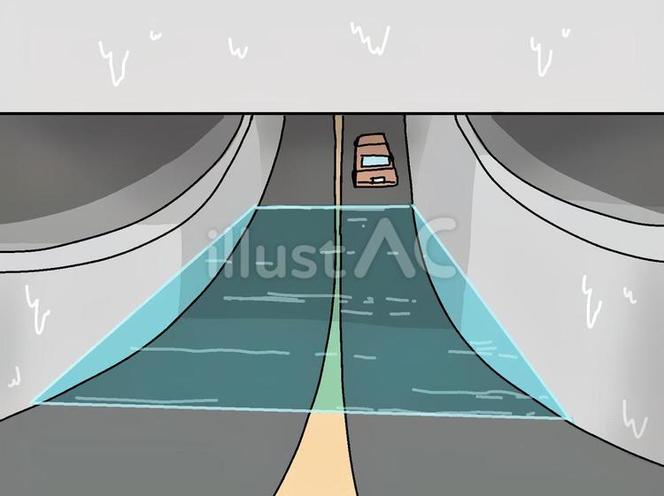 高架下の水たまり 水たまり,高架下,車のイラスト素材