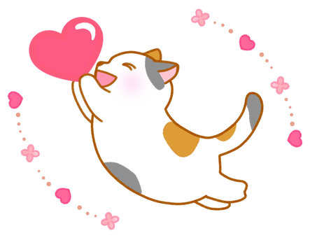 Jump to heart calico cat, , JPG and PNG