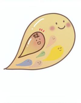 魂の中に魂が入っているイラスト たましい,分け御霊,かわいい,スピリチュアル,笑顔のイラスト素材