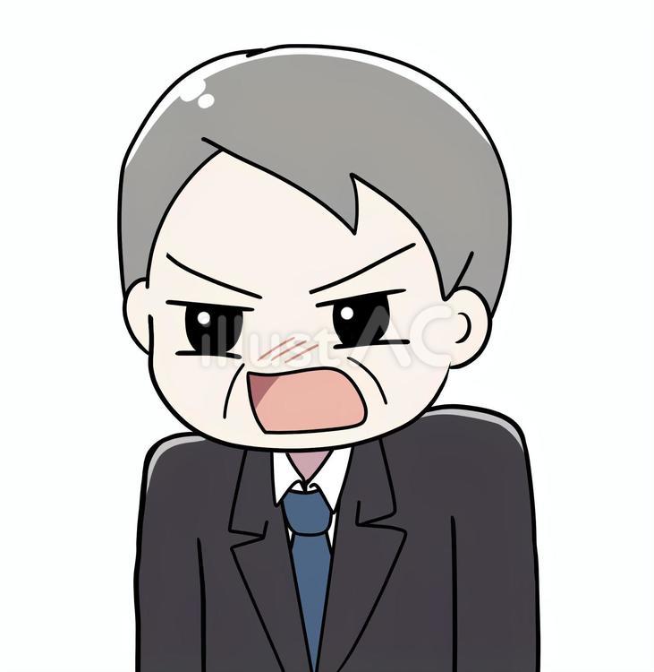 声を荒らげて怒る年配サラリーマン キレる,怒ってる,上半身のイラスト素材