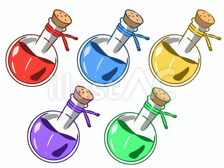 ファンタジー系小瓶　丸型 瓶,小物,ファンタジーのイラスト素材