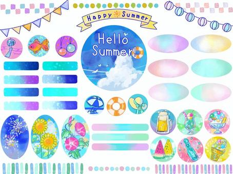 Illustration, hello, summer, flag, 