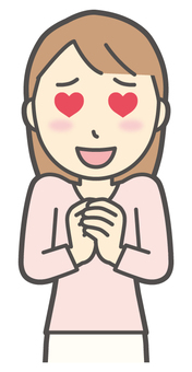  ロングヘア女性-047-バスト 好き,女性,女の子,人物,かわいい,ハート,嬉しい,喜ぶ,笑顔,おねだりのイラスト素材