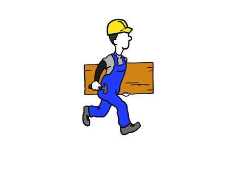 建設業　大工職人 建設業,大工,木工板,金槌,ヘルメットのイラスト素材