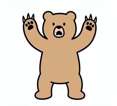 爪をたてて立ち上がる熊（くま） くま,動物,爪,立つ,威嚇,線画,手描き,手書き,イラスト,挿し絵のイラスト素材