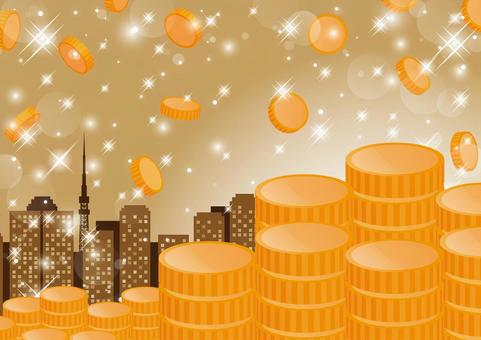 Gorgeous money and city background material, , JPG