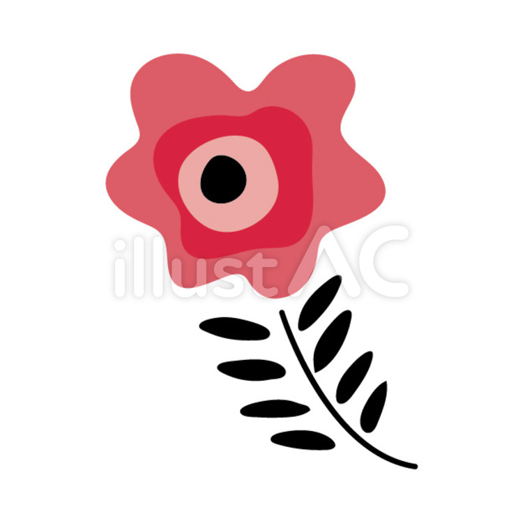 北欧風の花（黒、ピンク） 花,北欧風,植物のイラスト素材