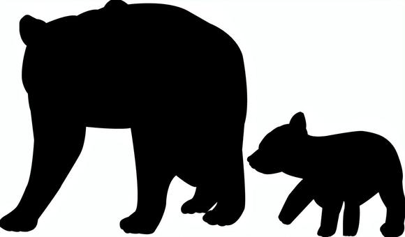 熊の親子 熊,親子,シルエット,ピクトグラム,動物,セット,イラスト,bear,素材,怖いのイラスト素材