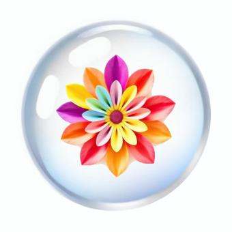 花柄デザインの球体のアイコン画像素材 球体,花,柄,模様,テクスチャ,デザイン,水晶,ガラス玉,イメージ,アイコンのイラスト素材