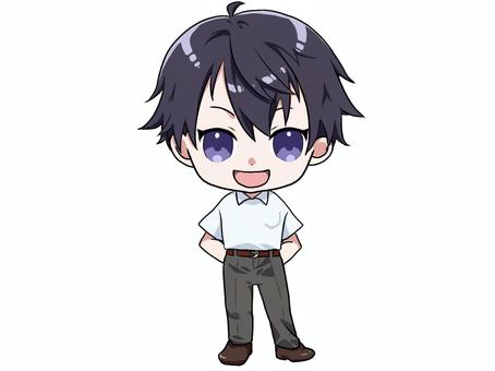 ミニキャラ男性ビジネスイラスト 半袖