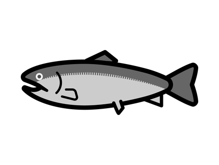 シンプルでかわいい鮭（モノクロ） 鮭,シャケ,魚,生魚,秋,9月,10月,11月,サーモン,旬のイラスト素材