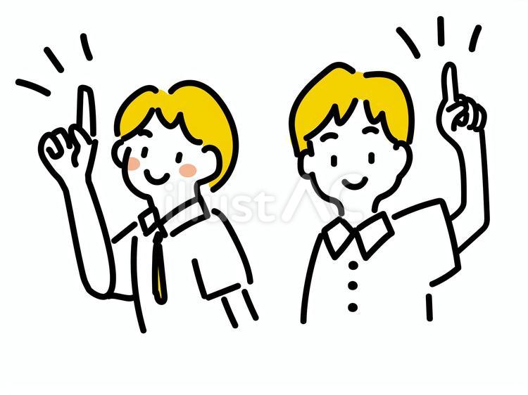 人差し指で指す学生のイラスト 学生,子ども,指さしのイラスト素材
