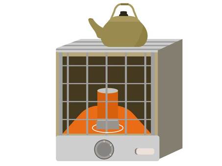ストーブとやかん ストーブ,やかん,石油,暖房,沸騰,暖かい,温める,沸かす,冬,火のイラスト素材