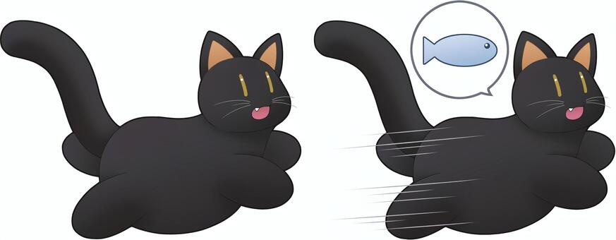 Illustration, cat, black cat, running, 