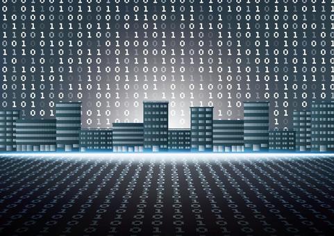 スタイリッシュなサイバーシティ デジタル,サイバー,ビジネス,都市,ビル,オフィス,数字,マトリックス,スタイリッシュ,背景のイラスト素材