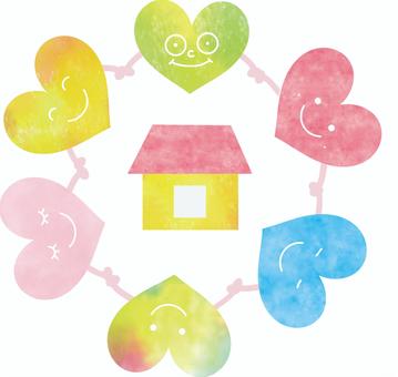 家を守る人達 家,マイホーム,建築,建築士,リフォーム,家族,男女,ハート,心,一軒家のイラスト素材