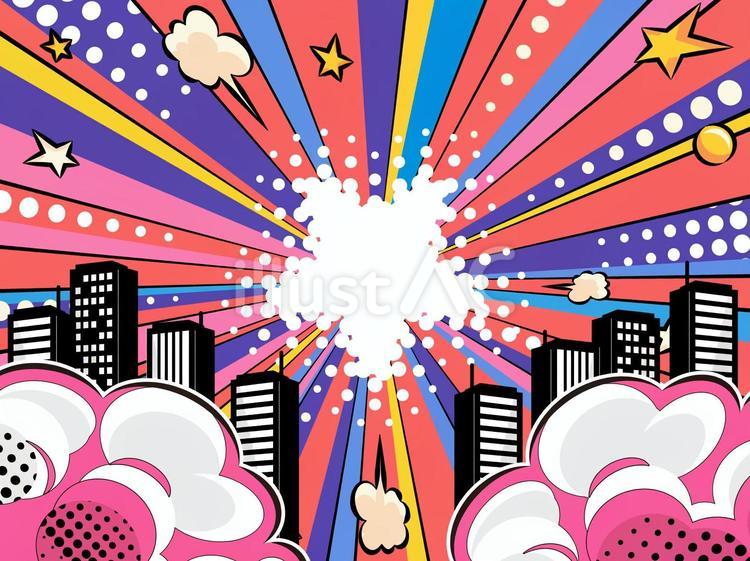 原宿系ポップ背景！アニメ風-シティPOP sns映え,ダイナミック,原宿系のイラスト素材