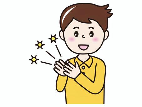 30代男性(パチパチ） 人物,男性,パパ,拍手,お祝い,パチパチ,手を叩くのイラスト素材