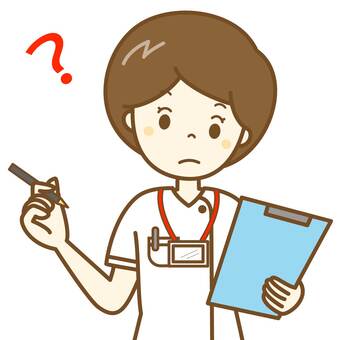 看護師さん　おかしいなあ 看護師,白衣,ナース服,ナース,医療従事者,医療機関,認証カード,女性,病院,医者のイラスト素材
