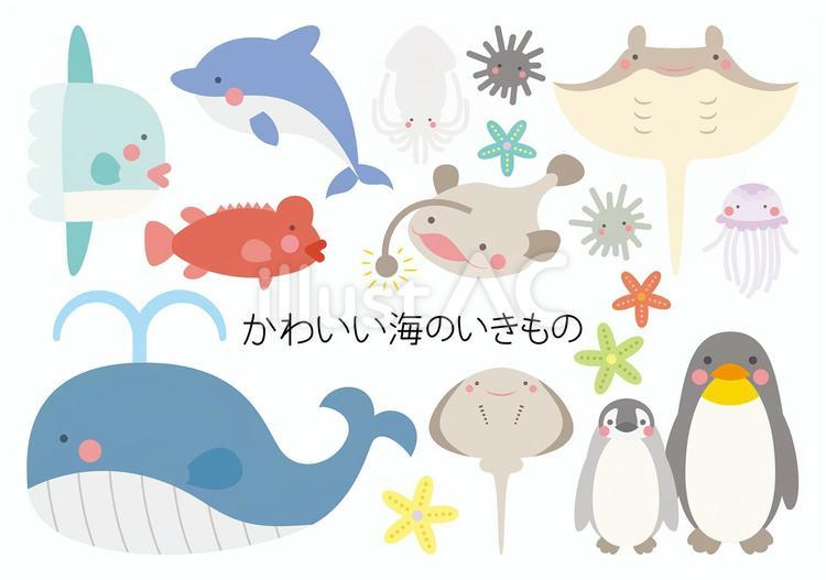 かわいい海のいきもの-2 夏休み,夏,海のイラスト素材