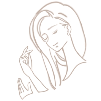 淡い線画のぐっすり眠る大人女子 寝る,眠る,おやすみ,ぐっすり,安眠,睡眠,規則正しい,ライフスタイル,線画,女性のイラスト素材