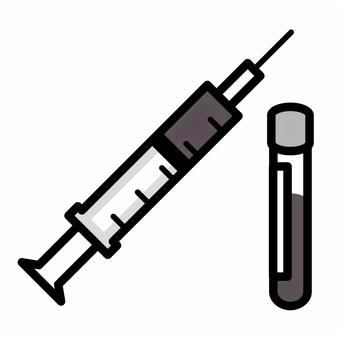 血液検査　白黒 血液検査,白黒,注射器,医療,健康診断,採血管,容器,人間ドック,イラスト,血のイラスト素材
