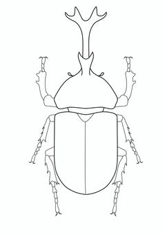 カブトムシ（線画） カブトムシ,線画,昆虫,塗り絵,精密,リアル,夏,夏休み,子供,こどものイラスト素材