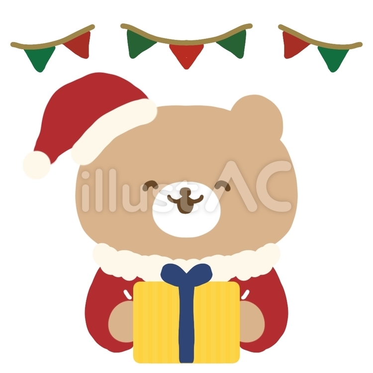 No.380　くまとクリスマスプレゼント くま,動物,サンタのイラスト素材