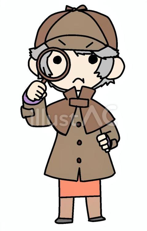 真面目に探偵するおばあさん おばあさん,探偵,難しいのイラスト素材