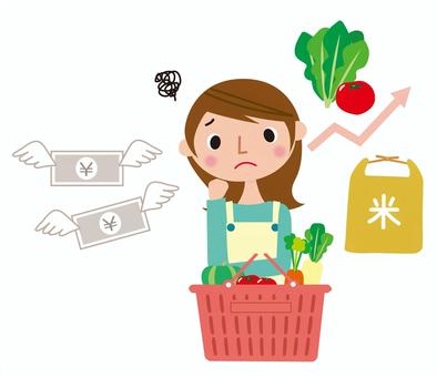 物価高騰に悩む主婦 物価高騰,高値,インフレ,物価上昇,円安,物価高,値上がり,物価,主婦のイラスト素材