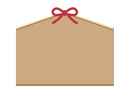 シンプル絵馬フレーム 絵馬,お正月,風習,祈願,フレーム,木,板,ひも,赤,茶色のイラスト素材