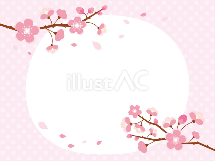 ピンク色のかわいい桜のフレーム背景 桜,フレーム,春のイラスト素材