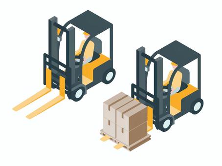 アイソメトリック_フォークリフト アイソメトリック_フォークリフト アイソメトリック,立体,アイソメ,フォークリフト,物流,運搬,車両,作業,機械,人物のイラスト素材