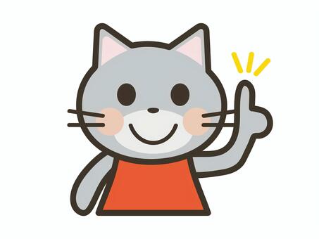 ポイントを説明するかわいい猫の上半身 猫,指差し,説明,ポイント,かわいい,動物,キャラクター,案内,紹介,確認のイラスト素材