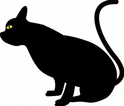 黒猫　 黒猫,目,横向き,座る,かわいい,尻尾,野良,ペット,シルエットのイラスト素材
