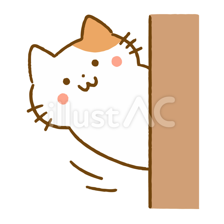 ひょっこり様子をうかがう猫 猫,動物,生き物のイラスト素材