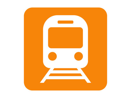 四角入り電車イラスト（オレンジ） 電車,アイコン,駅,鉄道,線路,乗り物,公共交通機関,私鉄,地下鉄,施設のイラスト素材