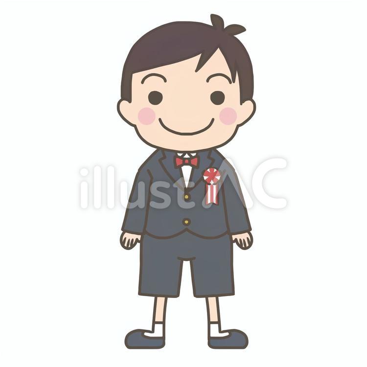 新入生の男の子 花飾り,新入生,新一年生のイラスト素材