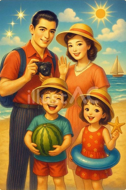海水浴 海,海水浴,家族のイラスト素材