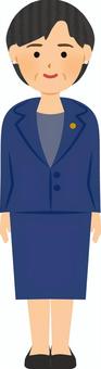 女性の政治家の立ち絵 政治家,女性,議員,立ち姿,全身,笑顔,中年女性,スーツ,スカート,ショートカットのイラスト素材