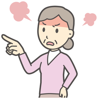  老人女性ハイネック-025-バスト 怒る,お婆さん,女性,老人,私服,人物,かわいい,高齢者,祖母,おばさんのイラスト素材